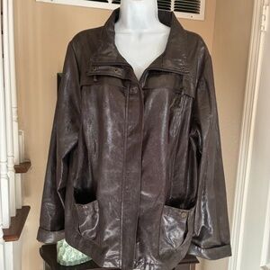 Chicos Zenergy Dark Brown Faux Crocodile Leather Lightweight Jacket Size XL 3